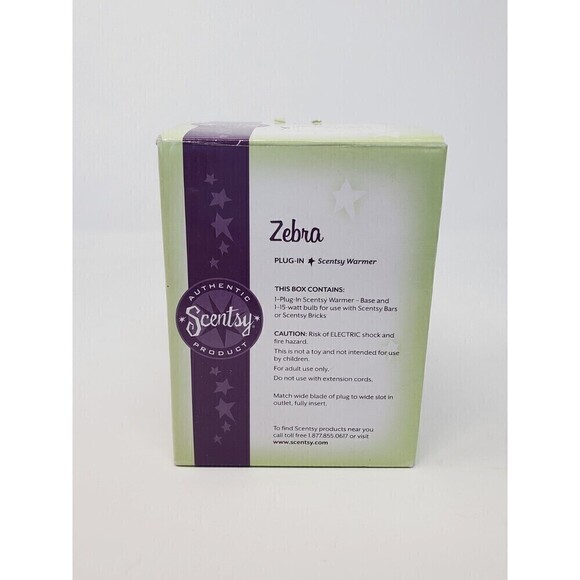 SCENTSY RETIRED ZEBRA MINI PLUG IN WARMER ORIGINAL BOX BLACK & WHITE SAFARI - Picture 4 of 16